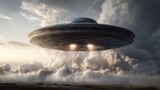 Ufo hovering above the clouds