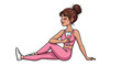 © Cristiano - Cartoon woman in sporty attire holding a glass of ros? wine enjoying a moment of relaxation after