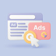 © lembergvector - Modern 3D style online ads platform interface with click target and analytics elements perfect for digital marketing, web promotion, and advertising campaign design vector illustration