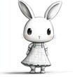 © vimp - A cute bunny figure in a dress poses happily, showcasing whimsical charm and innocence