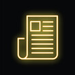 © ylivdesign - Yellow neon icon of a newspaper glowing on a black background