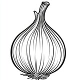 Digital coloring book page featuring an onion 