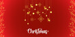 © Vijay Pareek - Gold Christmas and New Year Typographical on red Xmas background with winter landscape with snowflakes, light, stars. Merry Christmas card. Vector Illustration