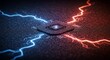 © AndiAzis - Central Processing Unit with Blue and Red Lightning Strikes.