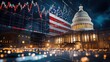 © backup_studio - The United States Capitol building overlayed with financial stock market chart and American flag. Economic policy and government finance concept.