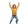 © yendisupiandi - Animated boy jumping joyfully with clenched fists, celebration on transparent design concept