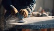 © Tetiana - Man Using Small Angle Grinder To Polish Marble Stone Table, Also Known As Stone Cutter, With Precision And Care.