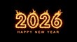 © TJ_Designs - 2026 fire text effect isolated on a dark background, Happy New Year banner, Celebrating 2026 new year