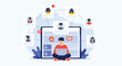 © Adil - Diverse group of people connected through a digital platform and social media interface.