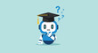 © Fendi - Cute robot wearing graduation cap, contemplating with question marks, symbolizing artificial intelligence and education