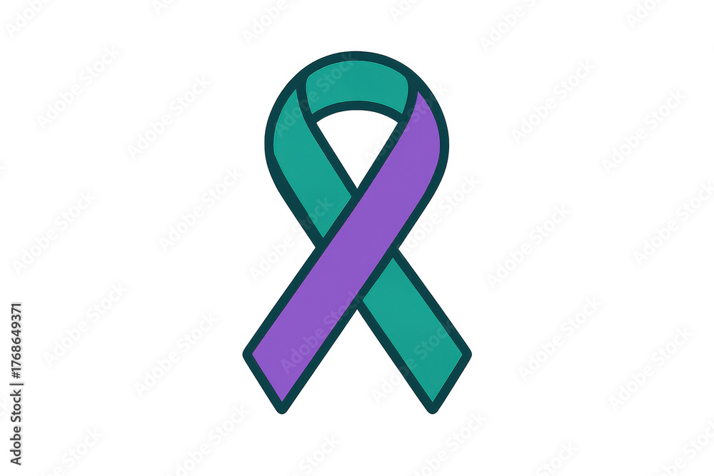 Teal and purple awareness ribbon symbolizing mental health support and ...