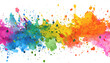 © Song Long - Colorful splashes of watercolor paint form an abstract design. Abstract art of colorful paint splatters on a white background. Rainbow paint splatter banner, white background, design