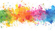 © Song Long - Colorful splashes of watercolor paint form an abstract design. Abstract art of colorful paint splatters on a white background. Rainbow paint splatter banner, white background, design