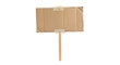 © Md - Blank cardboard sign with wooden stick on white background.