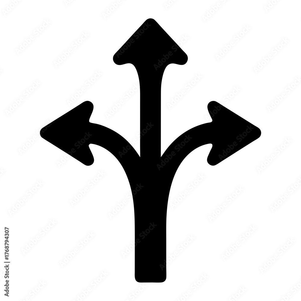 Directional arrows pointing in three directions symbolize choice and ...