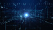 © KanawatTH - Abstract futuristic digital data network with glowing blue light and virtual grid, perfect for tech, AI, and cybersecurity themes. Technology digital data background 3d rendering