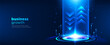 © StudioPixel2 - Business growth arrow on blue technology background. Modern futuristic with neon light effect for presentation vector illustration. banner design