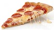 © Abdul - Slice of Italian pepperoni pizza with cheese and tomato on white background