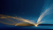 © Kanchanit - Abstract and artistic illustration of open book with glowing lines and sparkles, symbolizing knowledge and creativity. vibrant blue background enhances magical feel of image