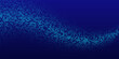 © Mariquita vector - Blue pixel wave background. Digital grid creating dynamic motion effect. Futuristic technology banner, poster, backdrop. Modern abstract vector illustration.