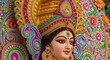 © Contributor - Vibrant portrait of goddess durga adorned with ornate jewels and colorful attire during hindu festival celebrations