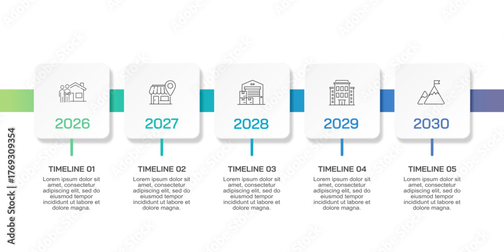 Corporate Development Roadmap Template with 5 Steps and Yearly Goals ...