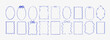© yabluko_draws - Wavy whimsical frames doodle. Blue outline hand drawn frames template with empty space.