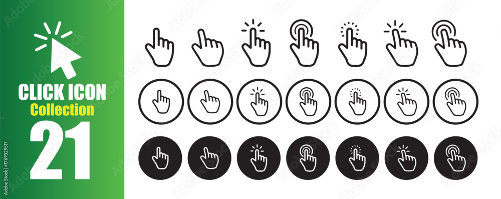 Click Icon Collection Set. Hand Cursor and Pointer Click Symbols for UI ...