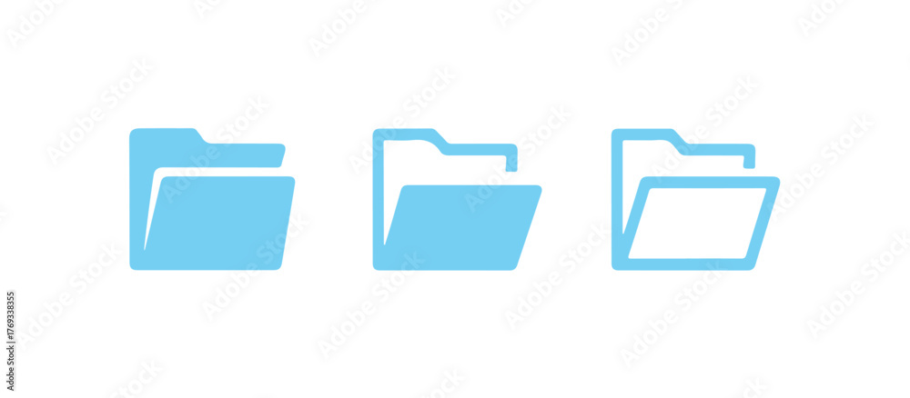 File folder icon set, File folder icon symbol, Data file folder icon ...