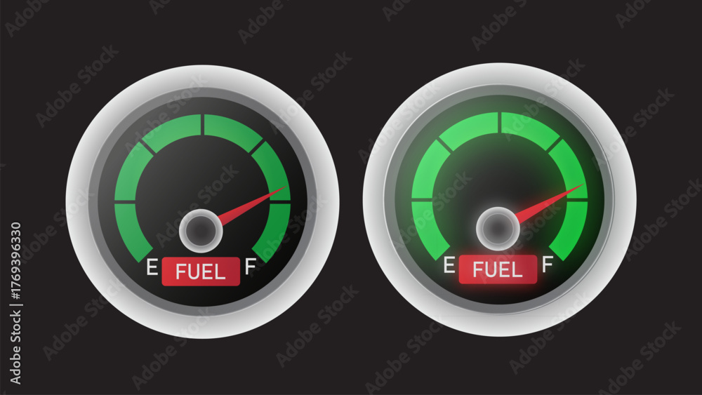 Empty Indicator Fuel gauge illustration shows full indicator with the empty indicator ...