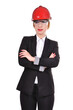 © vetkit - A businesswoman engineer stands in an orange helmet