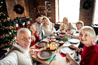 © deagreez - Generations gather for a warm christmas dinner at home with a decorated tree and festive lights creating joyful atmosphere for family celebration eve and holiday memories