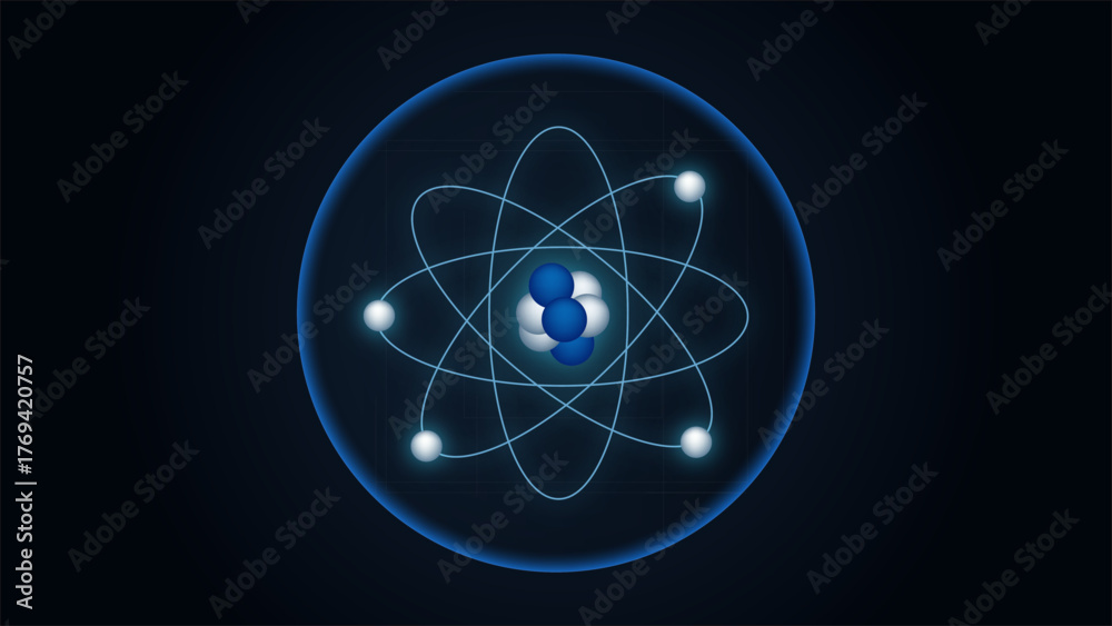 Atom model science orbits display electrons and protons with a simple ...