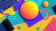 © Антон Сальников - Vibrant abstract geometric background with bright neon colors and retro 80s style shapes