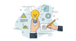 © Keyla - Creative Business Idea Hand Holding Light Bulb, Sketching Design, Illustration Concept