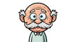 © aya - Cartoon Illustration of a Balding Elderly Gentleman with Expressive Eyes and Moustache