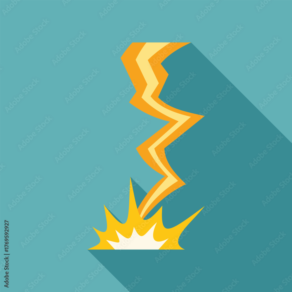 Lightning bolt striking the ground, creating a bright flash of light ...