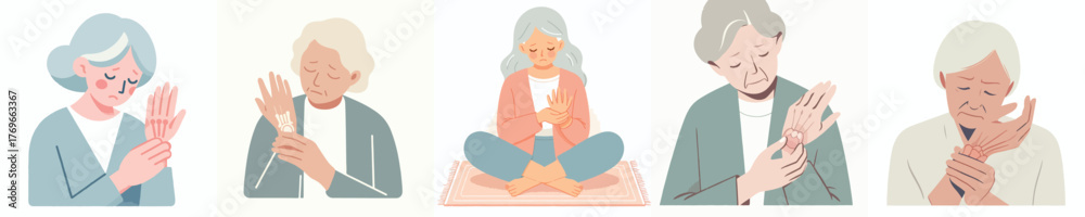 Sprained Hand Icon vector of a grandmother with a sprained hand Stock Vector | Adobe Stock