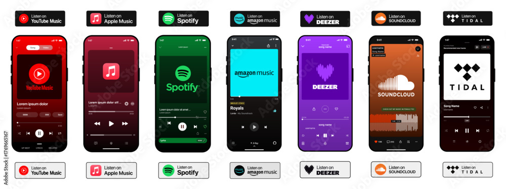 Spotify, YouTube Music, Apple Music, Amazon Music, Deezer, SoundCloud ...