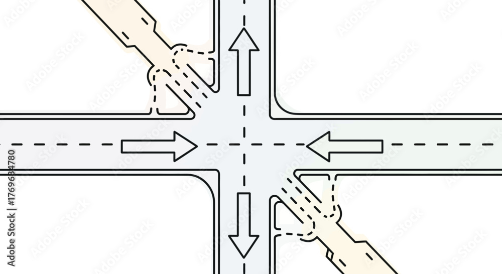 Road Intersection Diagram Depicting Traffic Movement and Directional ...