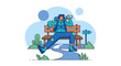 © Jemi - Rest Time: Relaxed Hiker Enjoying A Refreshment On A Scenic Trail Illustrative Design