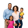 © noyon.me121 - A happy diverse family of four including parents and two young children posing together smiling warmly isolated on transparent background