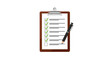 © Hadyn - A realistic illustration of a clipboard with a checklist and a pen, featuring several completed tasks marked with green checkmarks and one pending task, symbolizing productivity, organization, and