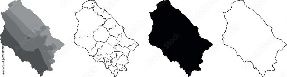 Set of vector maps showing the evolution of a geographical area, from ...