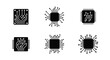 © MALA - Variety of black microchip icons illustrating electronic circuit board components