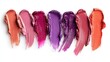 © Rahayu - Lipstick swatches on white background, showing a spectrum of pinks and purples