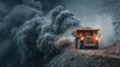 © Muchtar - A large mining truck emitting pollution in an industrial environment scene of landscape