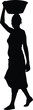 © Kafi - Silhouette of Woman Carrying Basket on Head While Walking Barefoot Isolated on White