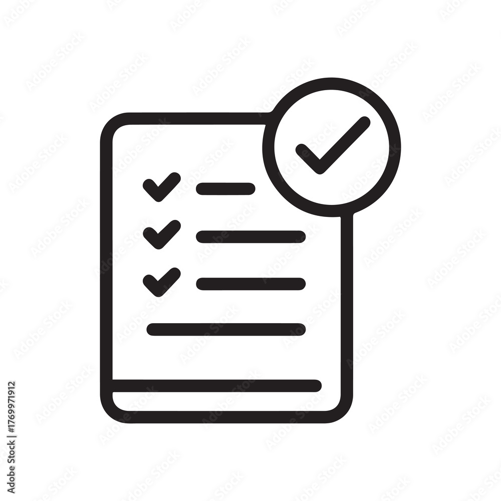 Completed checklist icon, checkmark circle symbol Stock Vector | Adobe ...