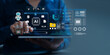 © Antony Weerut - AI agent and generative artificial intelligence concept. Businessman using AI agents on screen including chatbots, AI assistants, and data analytics tools on a laptop. LLM, Ai agentic workflows. ML.